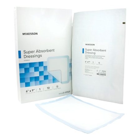 Mckesson Super Absorbent Dressing, 6 x 9 Inch, Sterile, 50PK 61-89569
